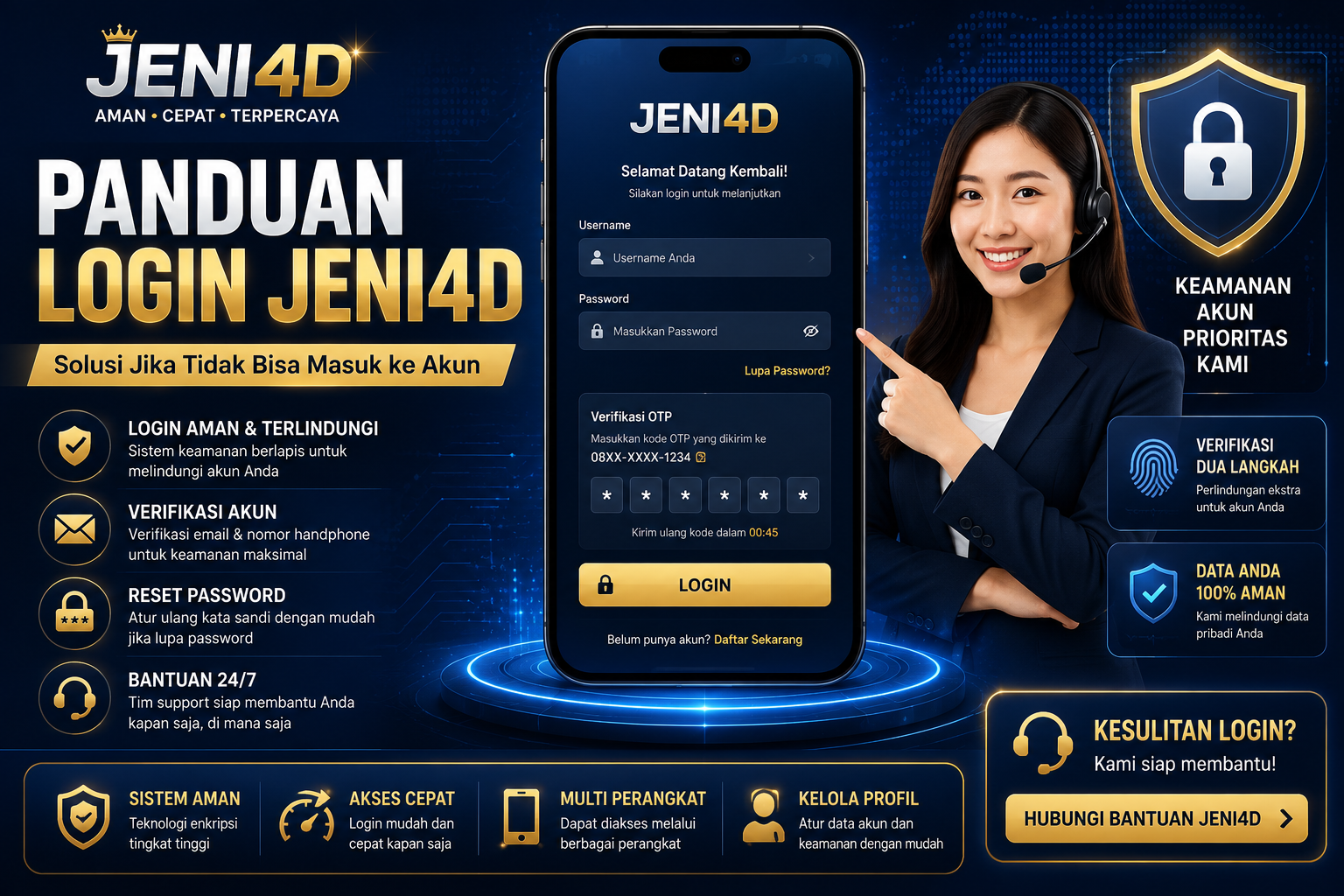 Panduan Login JENI4D 2026 dengan fitur reset password, verifikasi akun, keamanan OTP, dan bantuan pengguna saat tidak bisa masuk akun