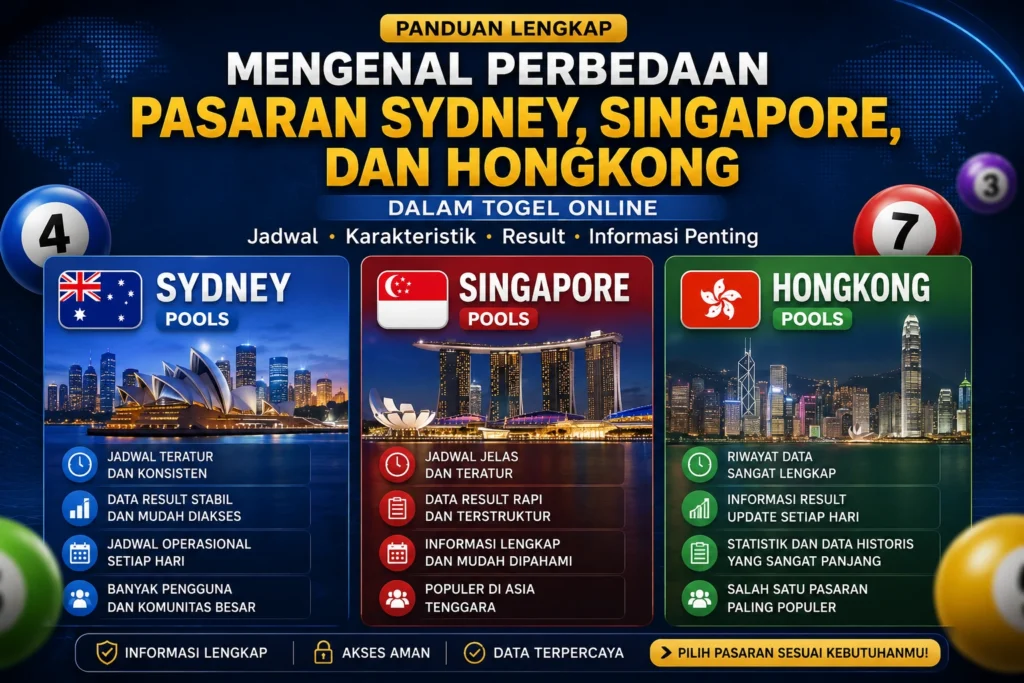 Perbedaan pasaran Sydney Singapore Hongkong dalam togel online lengkap dengan jadwal, karakteristik, data result dan informasi penting terbaru